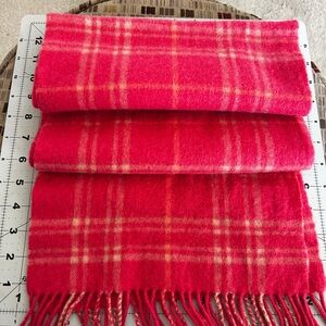 52x11 100% Cashmere Charter Club Pink Checkered  Scarf